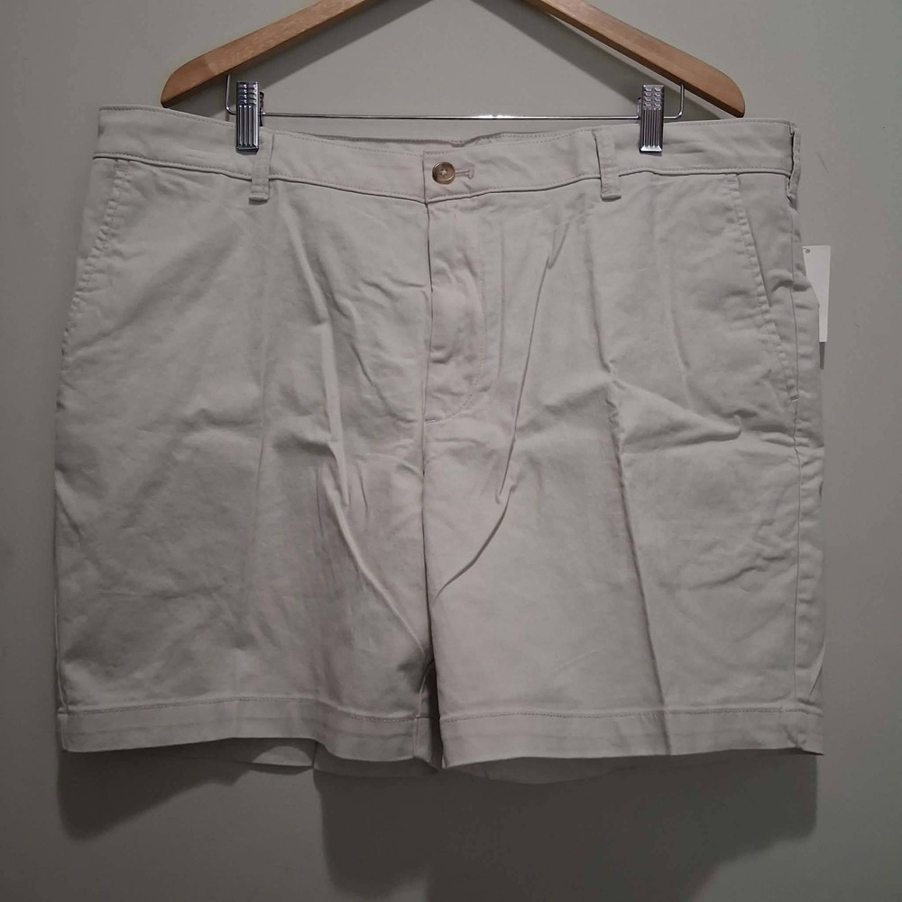 IZOD Saltwater Stretch Chino Shorts Mens 40 Silver Birch Grey 7 Inseam IZSG C67R